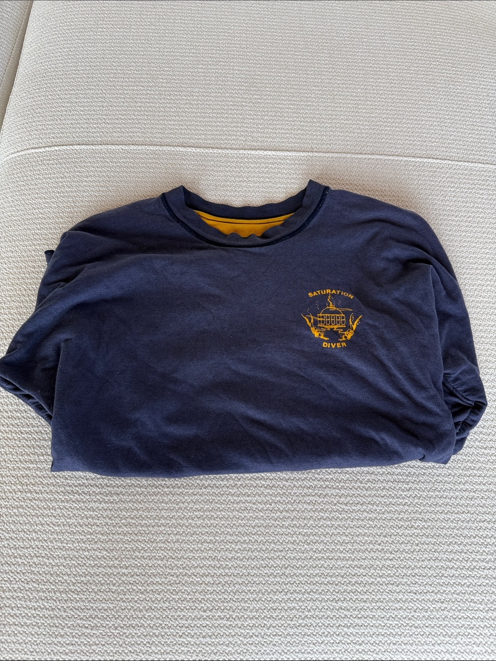 Men's Navy Short-Sleeve Crew Tee with Yellow Chest Logo